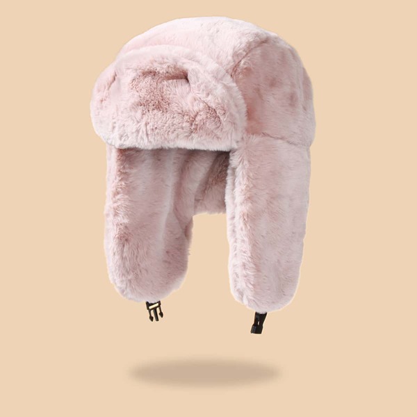 

1pc Fluffy Warm Hat, Dusty pink