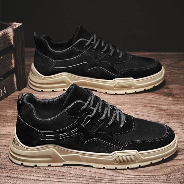 

Men String Detail Skate Shoes, Black