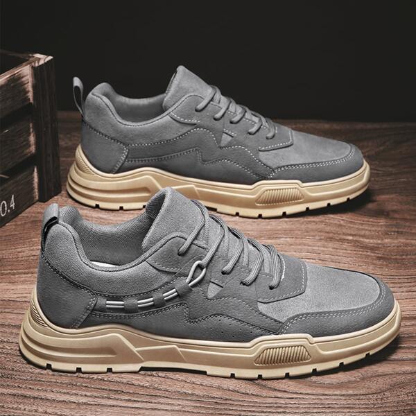 

Men String Detail Skate Shoes, Grey