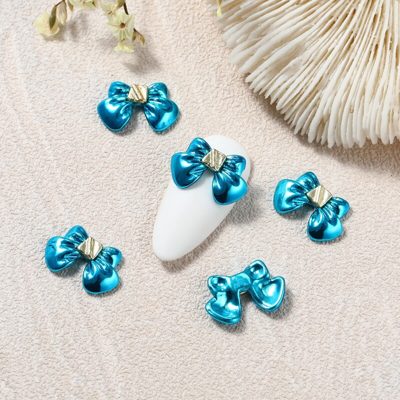 

5pcs Bowknot Decor Nail Art Decoration, Blue