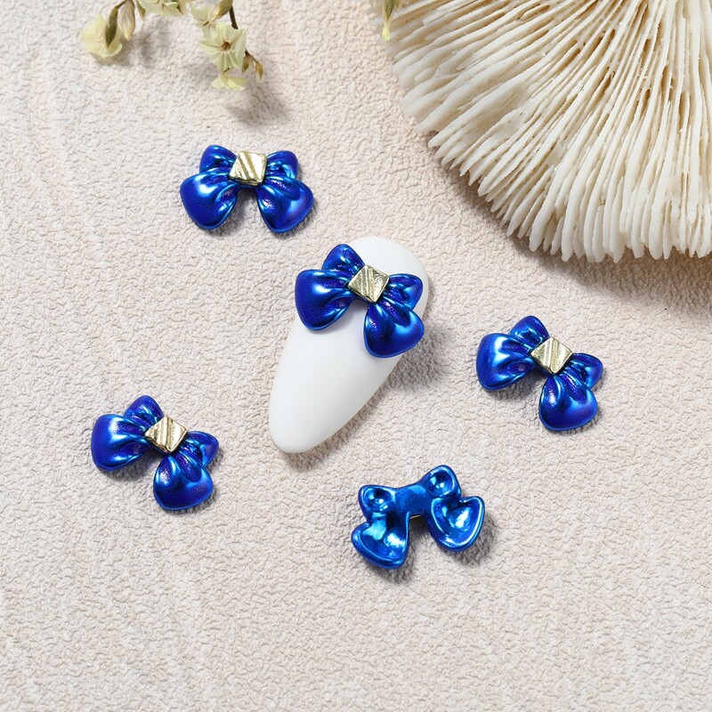 

5pcs Bowknot Decor Nail Art Decoration, Blue