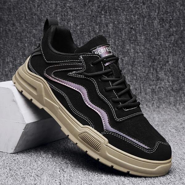 

Men Lace-up Front Low Top Sneakers, Black