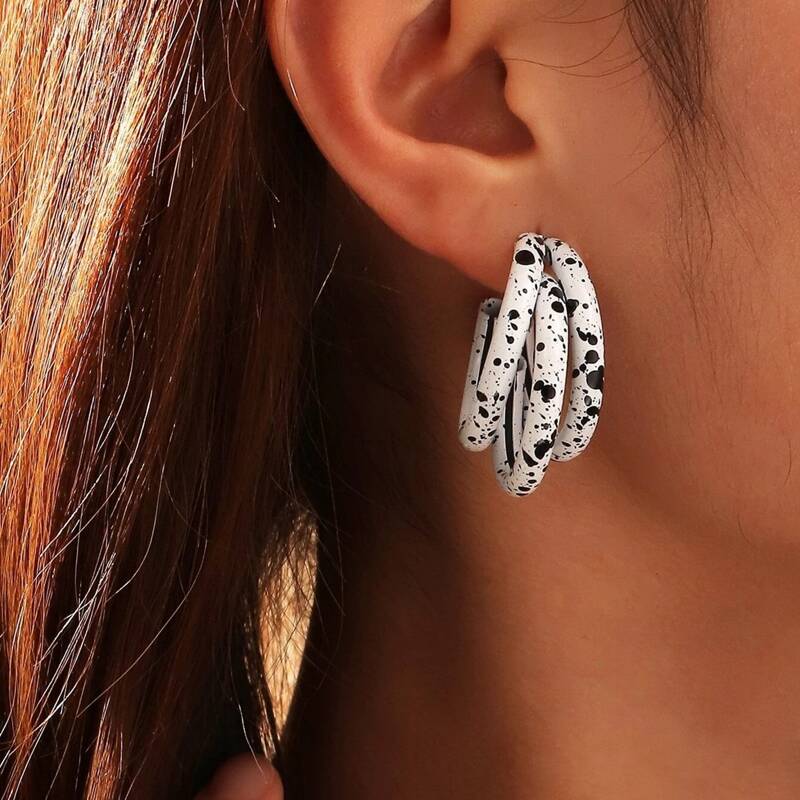 

Ink Dot Hoop Earrings, White