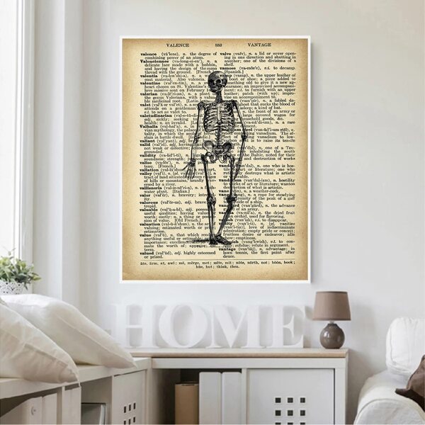 

Skeleton Print Unframed Painting, Multicolor