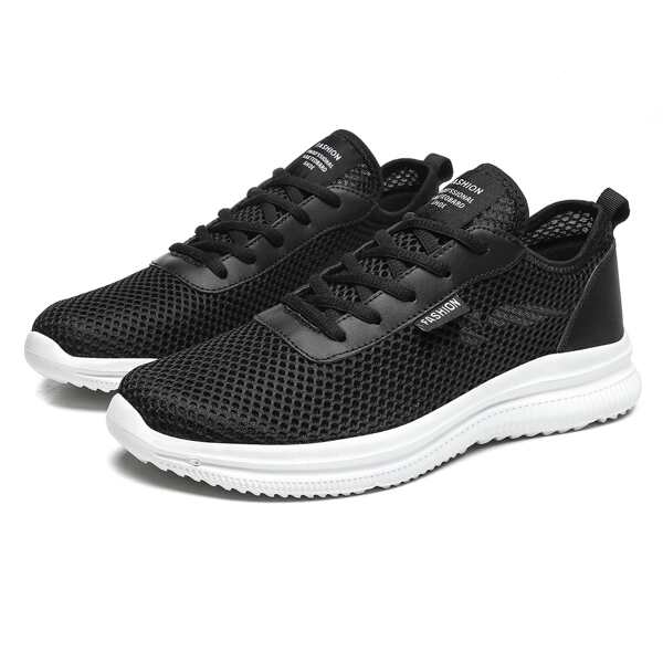 

Men Hollow Out Design Running Shoes, Black