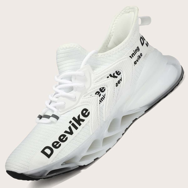 

Men Letter Graphic Lace Up Front Sneakers, White