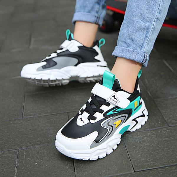 

Boys Colorblock Velcro Strap Chunky Sneakers, Multicolor