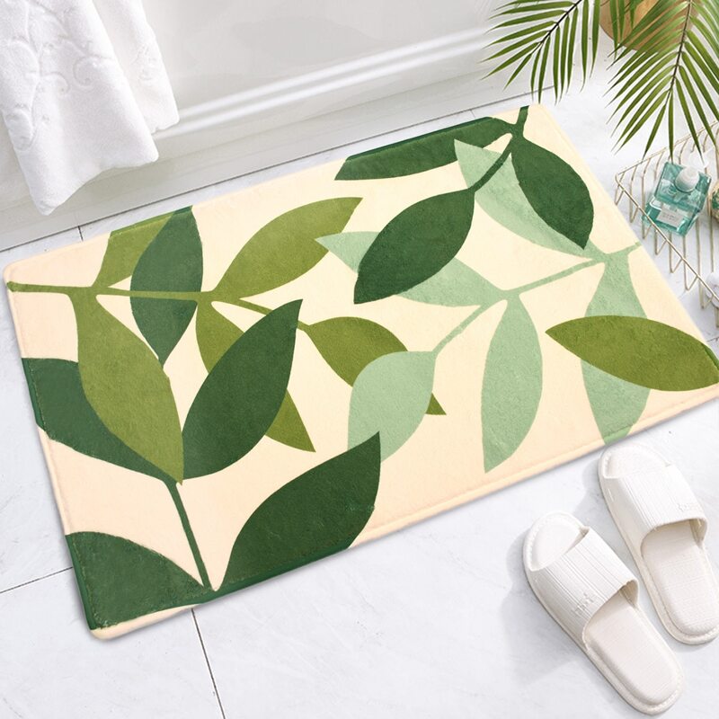 

Leaf Pattern Floor Mat, Green