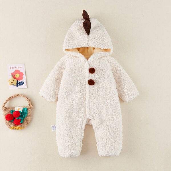 

Baby Cartoon Dinosaur Hooded Shearling Costume, White