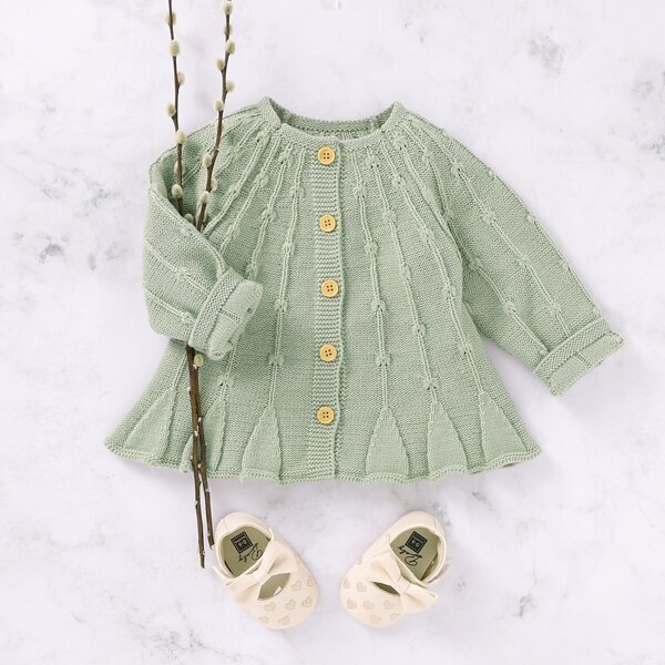 

Baby Raglan Sleeve Button Front Cardigan, Lime green