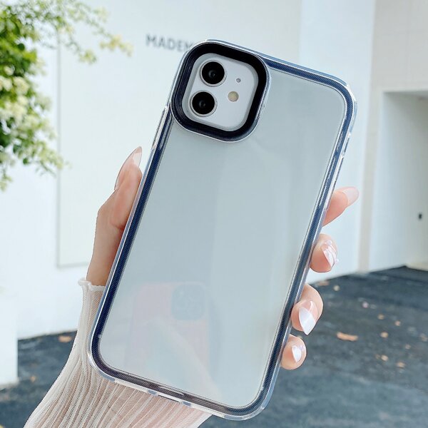 

Contrast Frame Clear Phone Case, Black