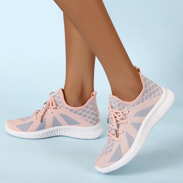 

Knit Detail Graphic Running Shoes, Multicolor