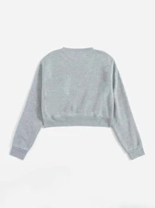 INAWLY Solid Thermal Lined Sweatshirt,Long Sleeve Tops Graduation,Teacher,Back To School Pullover Fall - Grey - View 2