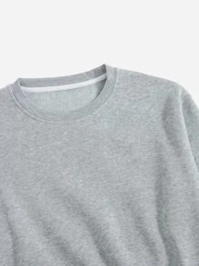 INAWLY Solid Thermal Lined Sweatshirt,Long Sleeve Tops Graduation,Teacher,Back To School Pullover Fall - Grey - View 3