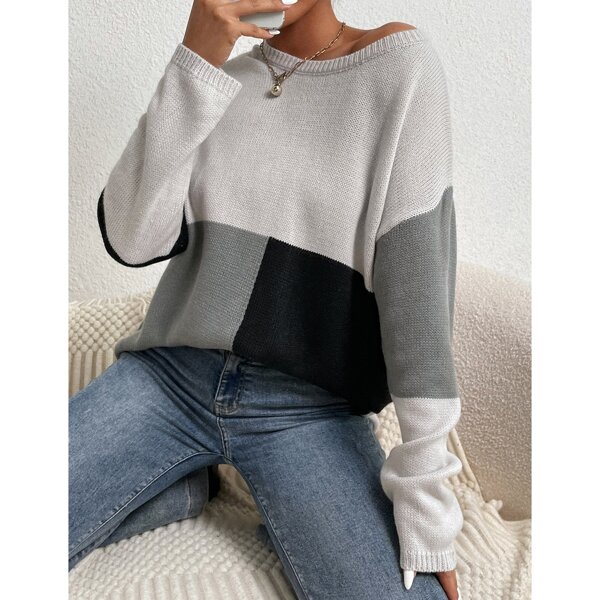 

Colorblock Drop Shoulder Sweater, Multicolor