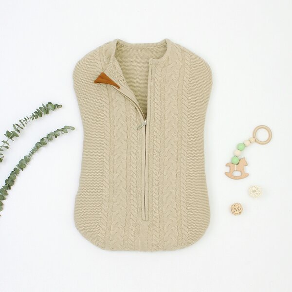 

Knitted Baby Swaddling Blanket, Khaki