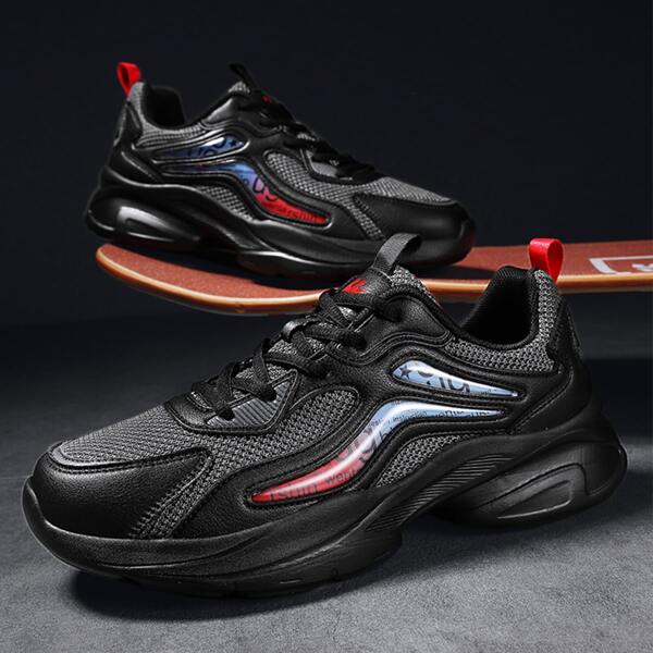 

Men Letter Graphic Lace Up Front Sneakers, Black
