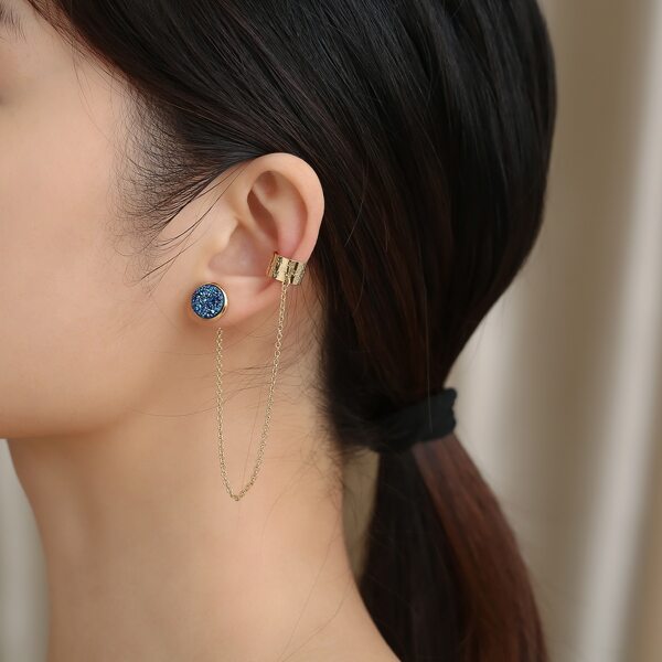

18K Gold Plated Mismatched Earrings, Blue