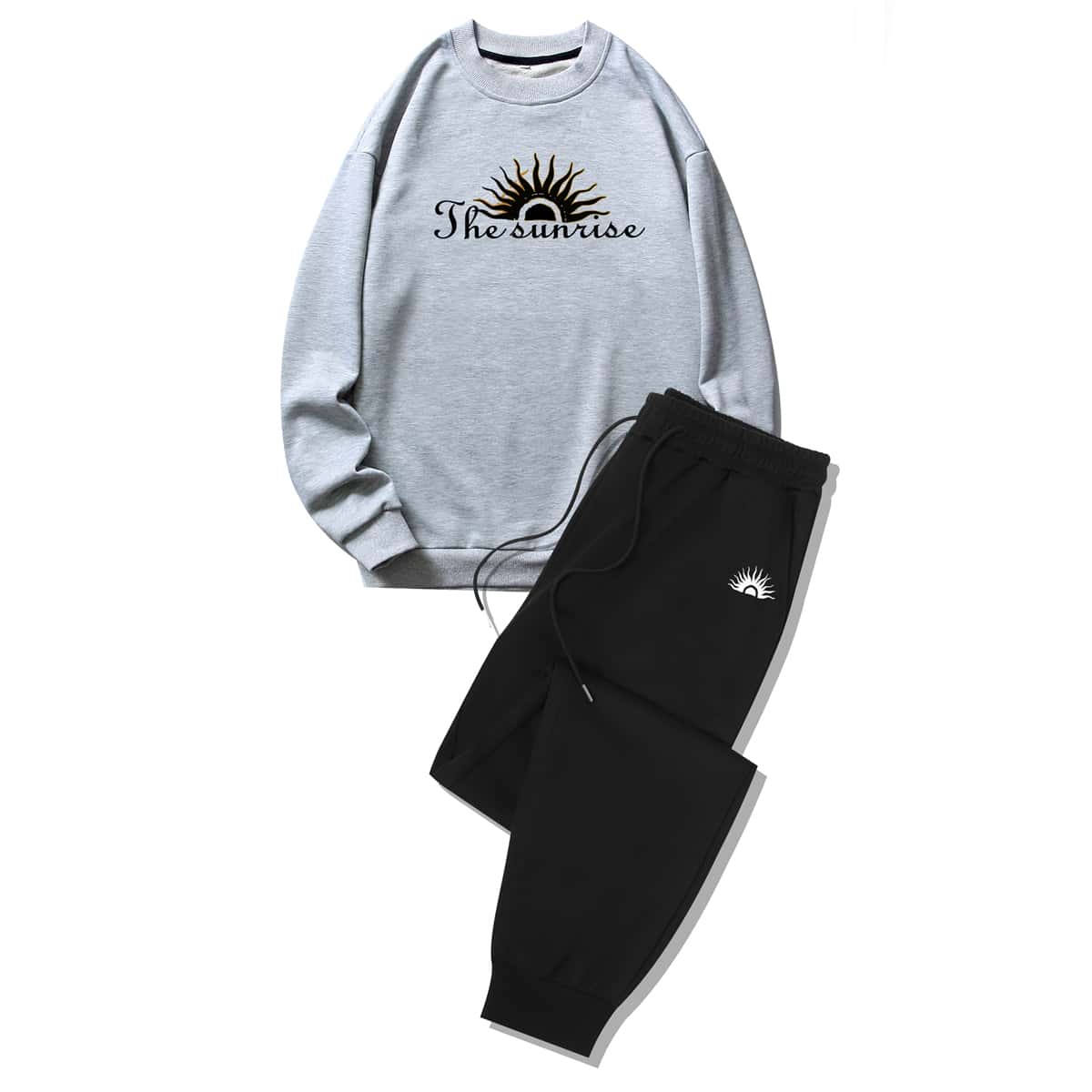 

Guys Letter Sun Graphic Sweatshirt & Solid Drawstring Sweatpants, Multicolor