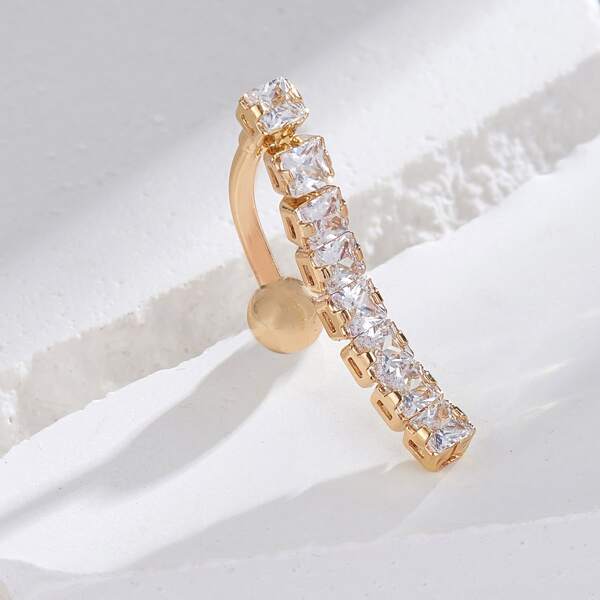 

Zircon Decor Belly Ring, Gold