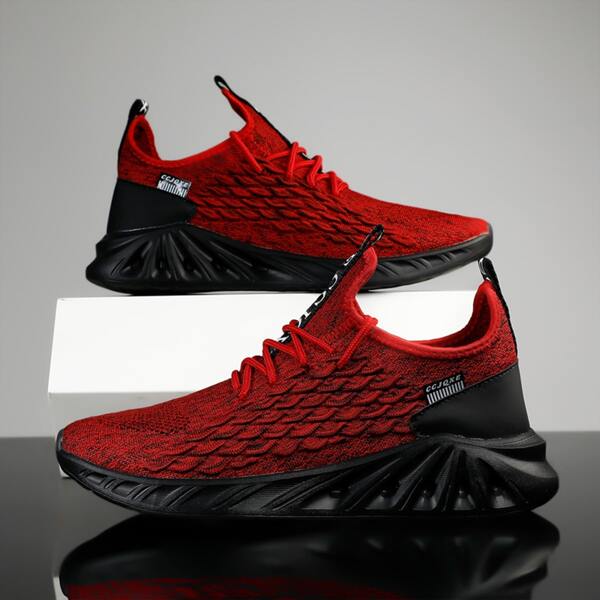 

Men Letter Graphic Breathable Running Shoes, Red