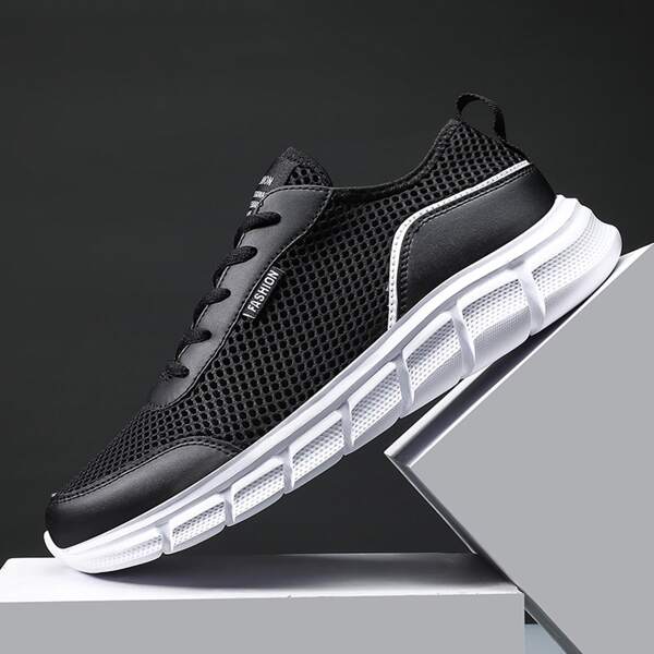 

Men Lace-up Front Sneakers, Black