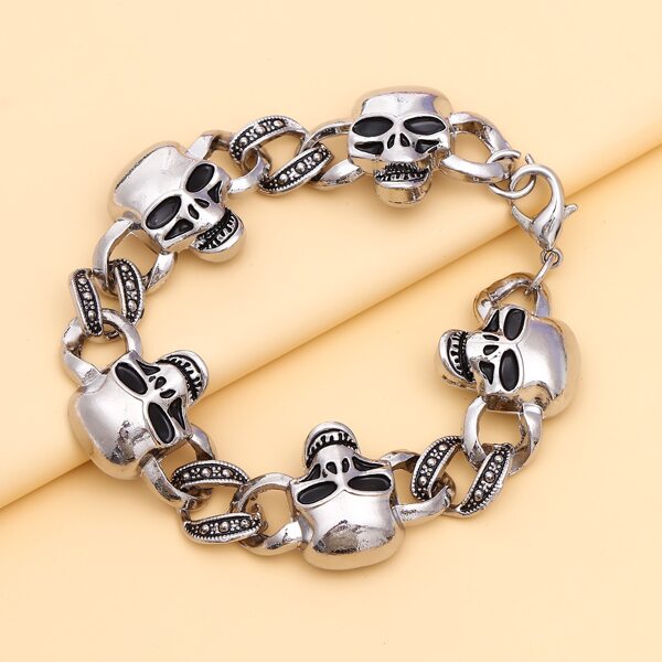 

Men Skull Decor Bracelet, Antique silver