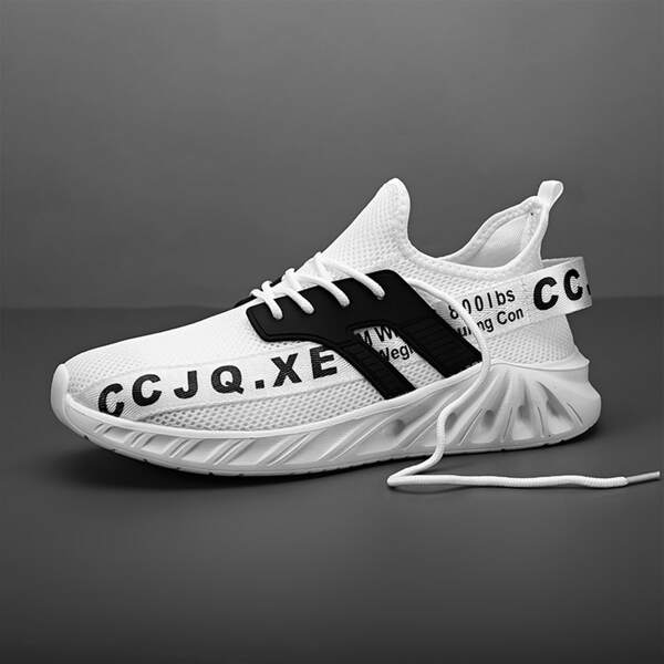 

Men Letter Graphic Lace Up Front Sneakers, White