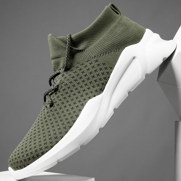 

Men Knit Detail Graphic Running Shoes, Green