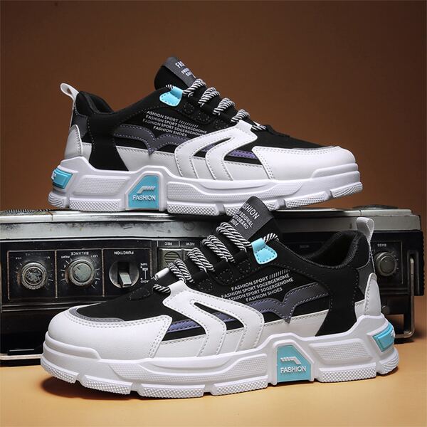 

Men Colorblock Letter Graphic Sneakers, Multicolor