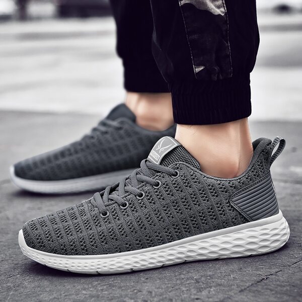 

Men Lace-up Front Low Top Knit Sneakers, Grey