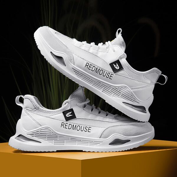 

Men Letter Graphic Running Shoes, White