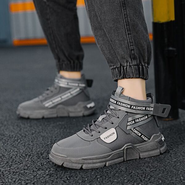 

Men Letter Graphic High Top Skate Shoes, Grey