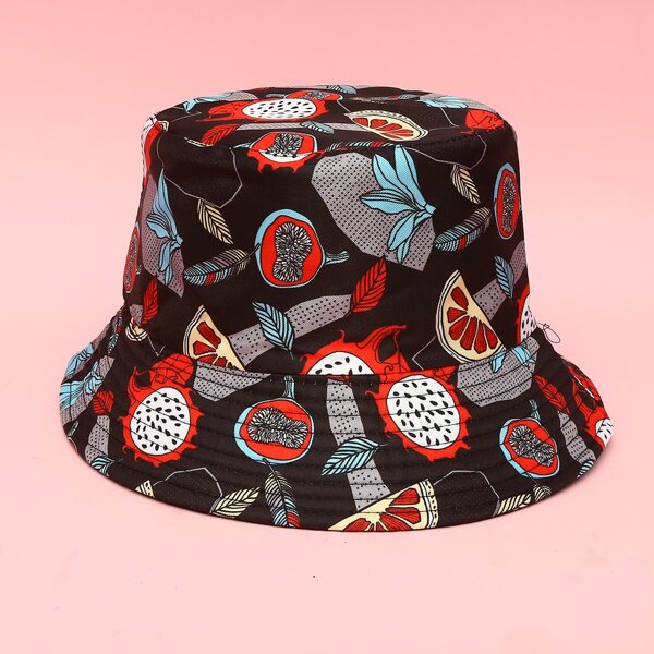 

Fruit Print Reversible Bucket Hat, Multicolor