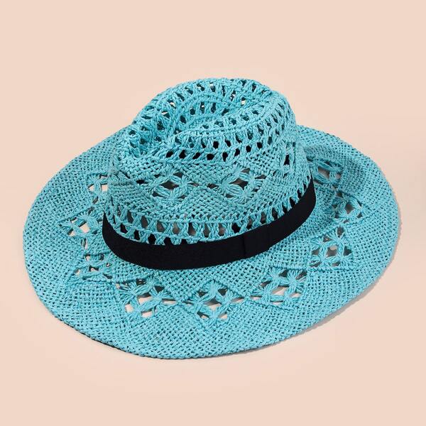 

Hollow Out Straw Hat, Blue