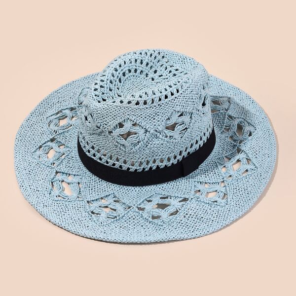 

Hollow Out Straw Hat, Baby blue