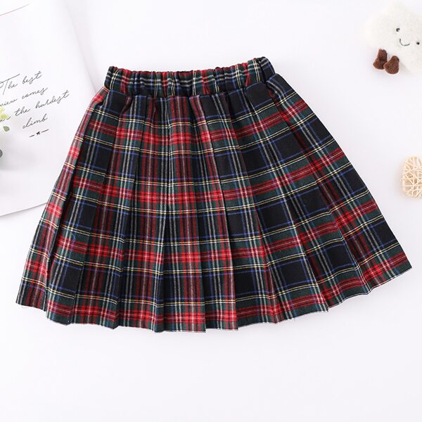 

Girls Tartan Print Pleated Skirt, Multicolor