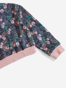 女孩小碎花短款運動衫