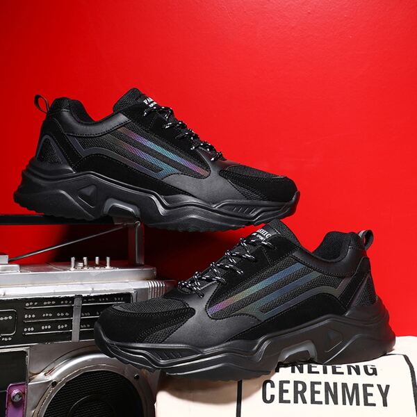 

Men Ombre Mesh Panel Sneakers, Black