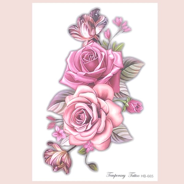 

1sheet Flower Pattern Tattoo Sticker, Pink
