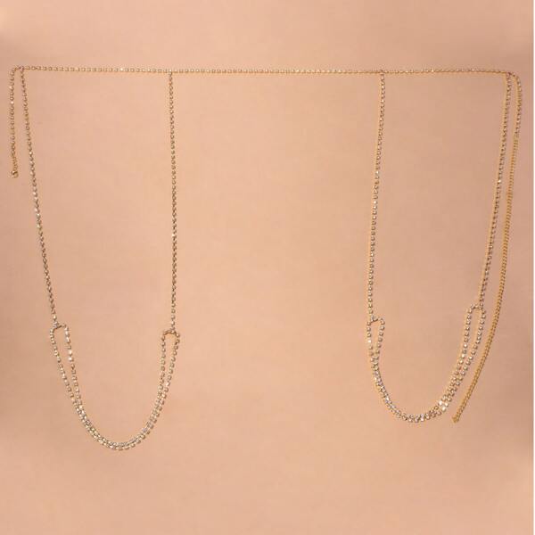 

Rhinestone Decor Thigh Chain, Gold