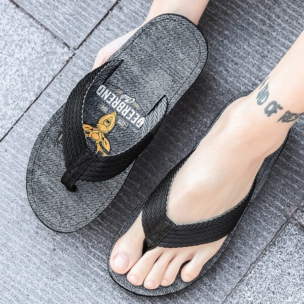 

Men Animal & Letter Graphic Flip Flops, Black
