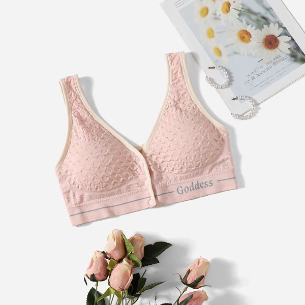 

Maternity Letter Graphic Button Front Nursing Bra, Pink