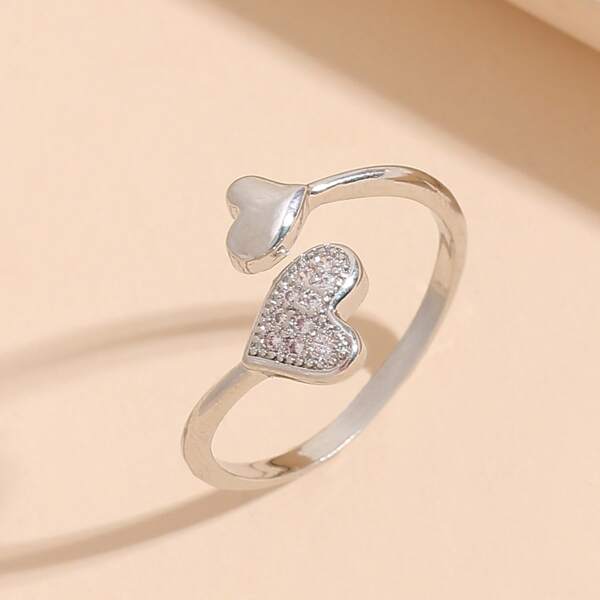 

Heart Detail Cuff Ring, Silver