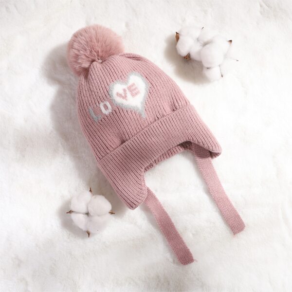 

Letter Graphic Knit Hat, Dusty pink