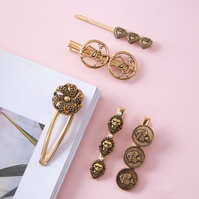 5pcs Heart Decor Hair Clip