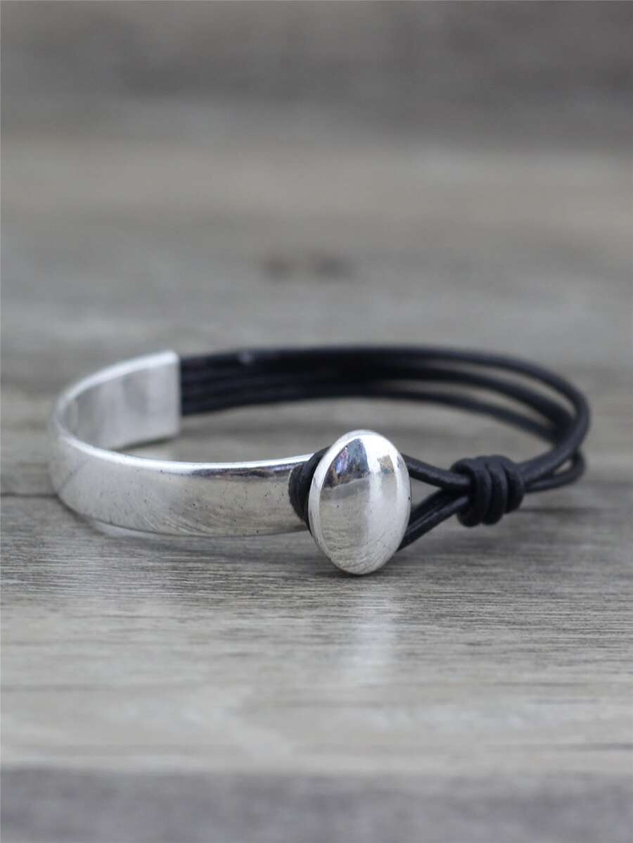 Pulsera a capas geométrico con diseño metal - Multicolor - Ver 1