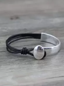 Pulsera a capas geométrico con diseño metal - Multicolor - Ver 3