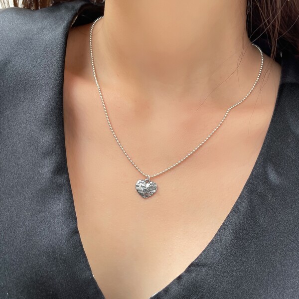 

Heart Charm Necklace, Silver