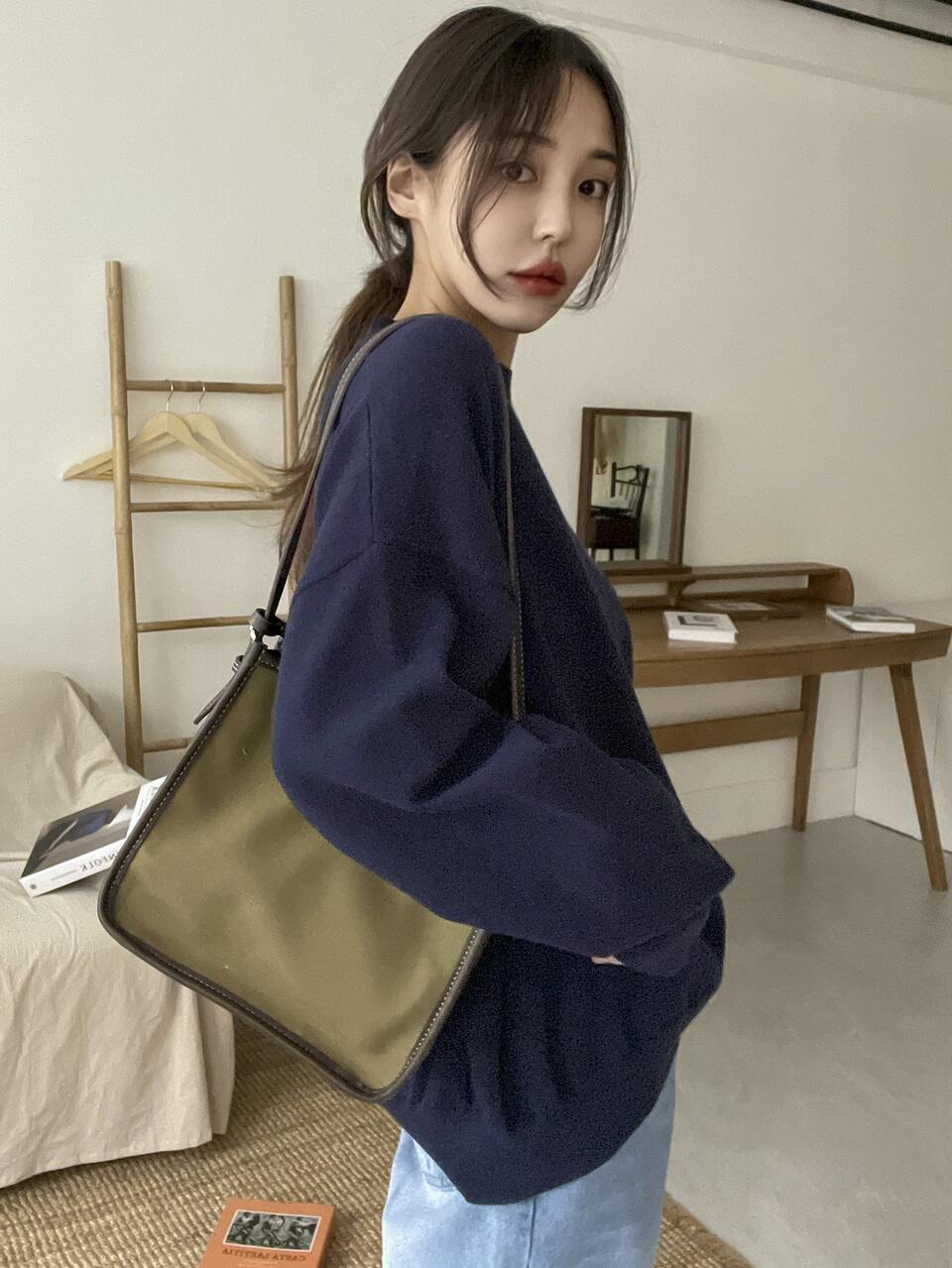 Round Neck Drop Shoulder Oversized Sweater
